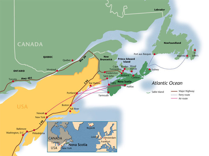 Map of eastern Canada