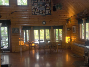 The dining area overlooking the lake - click for larger image